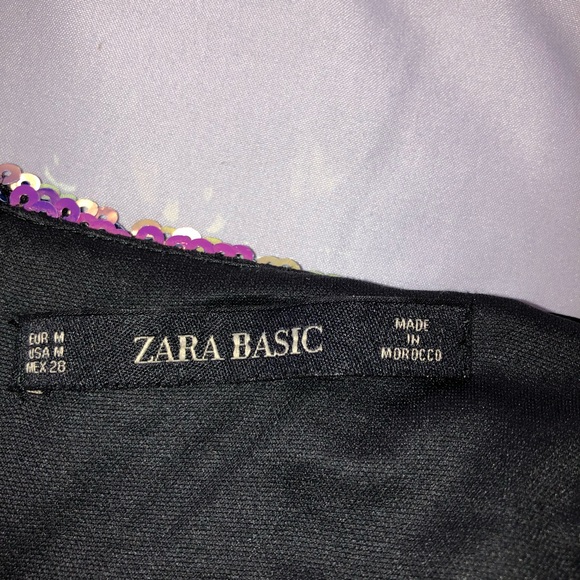 “Zara" gorgeous multi-colored sequined mini dress w/ spaghetti straps & peplum - Picture 9 of 16